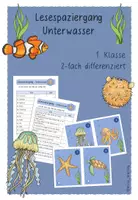 Vorschau - Arbeitsblätter - Lesespaziergang Unterwasser - für die 1. Klasse, 2-fach differenziert - Deckblatt