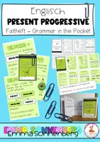 Vorschau - Mal- und Bastelvorlagen - Faltheft - Englisch Grammatik Present Progressive - Deckblatt