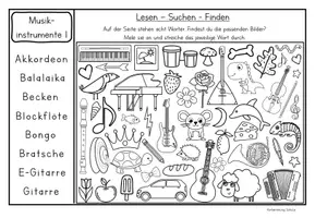 Vorschau - Arbeitsblätter - Musikinstrumente: Lesen-Suchen-Finden - Seite 3
