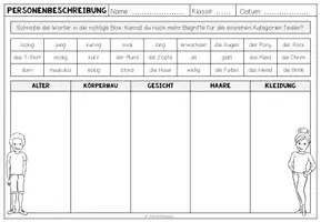 Vorschau - Arbeitsblätter - PERSONENBESCHREIBUNG - Wörter zuordnen (Arbeitsblatt) - Seite 1