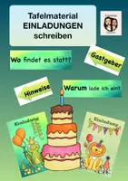 Vorschau - Poster - Tafelmaterial Einladungen schreiben Klasse 2 Geburtstag - Deckblatt