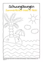 Vorschau - Arbeitsblätter - Schwungübungen Feinmotorik: Sommerferien, Insel, Meer & Sonnenuntergang für die Vorschule - Deckblatt