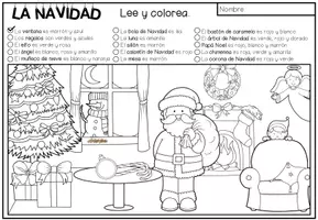 Vista previa - Hojas de trabajo - LA NAVIDAD - Lee y colorea (2 niveles de diferenciación) - página 1