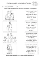 Vorschau - Arbeitsblätter - Arbeitsblatt: Familien (Sachunterricht, kostenlos) - Deckblatt