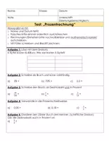 Vorschau - Test - Mathetest Einstieg Prozentrechnung - Deckblatt