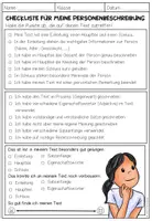 Vorschau - Arbeitsblätter - PERSONENBESCHREIBUNG - Checkliste für das Schreiben von Texten (2-fach differenziert) - Seite 1