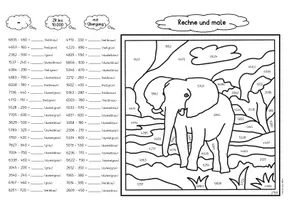 Vorschau - Arbeitsblätter - Rechenmalblätter "Tiere" Klasse 4 differenziert - Seite 1