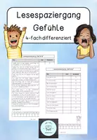Vorschau - Arbeitsblätter - Lesespaziergang "Gefühle" (4-fach differenziert) - Deckblatt