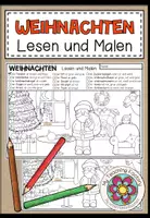 Vista previa - Hojas de trabajo - WEIHNACHTEN - Lesen und Malen (2 niveles de diferenciación) - Portada