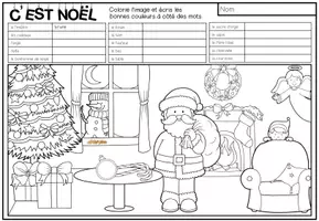 Vista previa - Hojas de trabajo - C’EST NOËL - Lis et colorie (2 niveles de diferenciación) - página 2