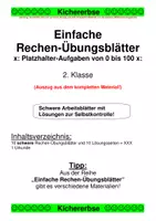 Vorschau - Stationenlernen - Einfache Rechen-Übungsblätter - Platzhalteraufgaben im ZR von 0 bis 100 (x und : nur die schwere von 3 Differenzierungsstufen) - Deckblatt
