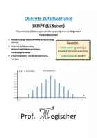 Vorschau - Unterrichtsreihen - SKRIPT: Diskrete Zufallsvariable (mit Lösungen & PowerPoint) - Deckblatt