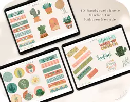 Vorschau - Anderer Materialtyp - 40 Digitale Sticker- Kaktus Party - Seite 3
