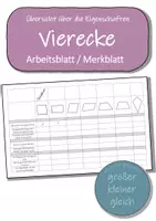 Vorschau - Arbeitsblätter - Eigenschaften der Vierecke - Arbeitsblatt - Deckblatt