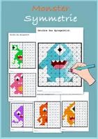 Vorschau - Arbeitsblätter - Monster Symmetrie – Spiegelbilder zeichnen - Deckblatt