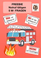 Vorschau - Merkblätter - FREEBIE Notruf 5W - FRAGEN Tafelmaterial - Deckblatt