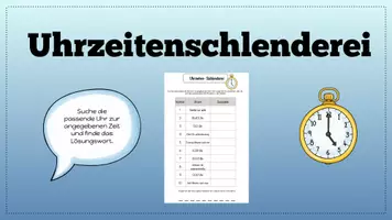 Vorschau - Arbeitsblätter - Uhrzeitenschlenderei - bewegtes Lernen der Uhrzeit - Deckblatt
