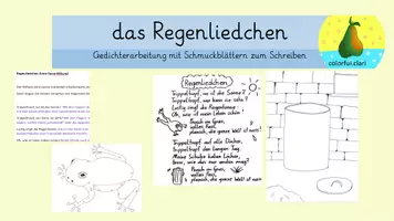 Vorschau - Stundenentwürfe - Regenliedchen Gedichterarbeitung - Deckblatt