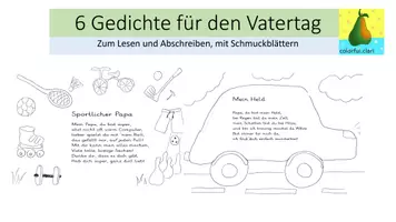 Vorschau - Stundenentwürfe - Gedichte für den Vatertag mit Schmuckblättern - Deckblatt