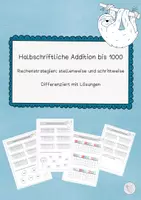 Vorschau - Arbeitsblätter - Halbschriftliche Addition bis 1000 mit Lösungen - Deckblatt