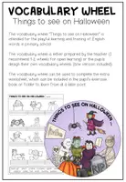 Vista previa - Hojas de trabajo - HALLOWEEN - Vocabulary Wheel - página 1