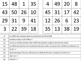 Aperçu - Jeux - Bingo mathématiques : calculs, numération et problèmes - Page 1