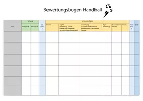 Vorschau - Lehrpläne/Lehrermaterial - Handball Bewertungsbogen/ Beurteilungsbogen (Word Datei) - Deckblatt