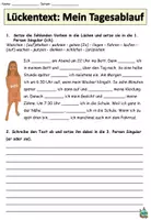 Aperçu - Feuilles d'exercices - Texte à trous "Mein Tagesablauf" niveau 2 Formes verbales Grammaire allemande - Page de couverture