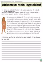 Aperçu - Feuilles d'exercices - Texte à trous "Mein Tagesablauf" niveau 2 Formes verbales Grammaire allemande - Page 2