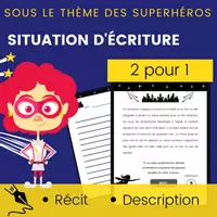 Aperçu - Feuilles d'exercices - Situation Écriture Superhéros Description Récit - Page de couverture