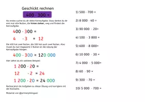 Vorschau - Arbeitsblätter - Geschickt rechnen Multiplizieren mit Nullen Schwer - Deckblatt
