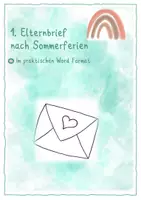 Vorschau - Arbeitsblätter - 1. Elternbrief nach Sommerferien 1. Klasse - Deckblatt
