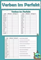 Vorschau - Arbeitsblätter - Verben im Perfekt - Tabelle zum Eintragen (36 gängige Verben) DaZ / Deutsch - Deckblatt