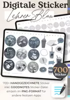 Vorschau - selbst erstellte Cliparts/Grafiken - 700+ Digitale Sticker Lehrer & Lehrerinnen Blau - Deckblatt