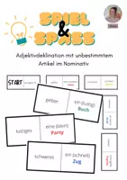 Vorschau - Spiele - Adjektivdeklination mit unbestimmtem Artikel im Nominativ - Domino - Deckblatt