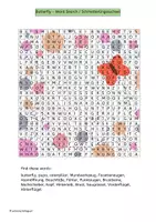 Vorschau - Arbeitsblätter - Word Search/Suchsel Schmetterling Bilingual ODER Deutsch - mehrere Varianten - Deckblatt