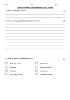 Vorschau - Arbeitsblätter - Leistungskontrolle - Zusammenleben in der Familie - Deckblatt