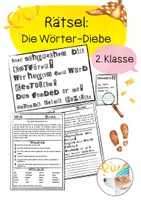 Vorschau - Arbeitsblätter - Deutschrätsel: Die Wörter-Diebe 2. Klasse - Deckblatt