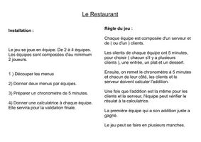 Aperçu - Jeux - Le restaurant - Page 1