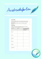 Vorschau - Arbeitsblätter - Einstieg in das Thema Ausdrucksfarben Freebie - Deckblatt