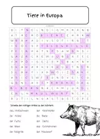 Aperçu - Feuilles d'exercices - Énigme des animaux en Europe - Apprendre l'allemand - Page de couverture