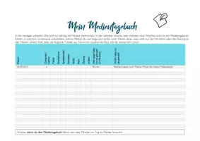 Vorschau - Arbeitsblätter - Medientagebuch - Datenauswertung - Medienreflexion - Deckblatt