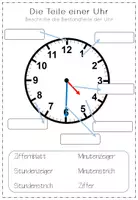Vorschau - Arbeitsblätter - Uhrzeit Analog: Ganze und halbe Stunde - Deckblatt