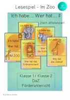 Vorschau - Spiele - Lesespiel IM ZOO - Ich habe... Wer hat...? - 2fach differenziert ZOOTIERE - Deckblatt