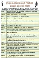 Aperçu - Feuilles d'exercices - Organiser le dialogue "Ozma und Najeeb gehen an den Main" Orte in der Stadt Allemand - Page 1