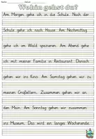 Vorschau - Arbeitsblätter - Übung Schönschrift (Erstklasslineatur) "Wohin gehst du?" Orte in der Stadt DaZ / Deutsch - Deckblatt