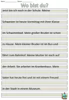 Aperçu - Feuilles d'exercices - Exercice de calligraphie "Wo bist du?" Orte in der Stadt - Allemand - Page 2