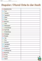 Aperçu - Feuilles d'exercices - Singular Plural "Orte in der Stadt" Allemand - Page de couverture
