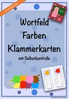 Vorschau - Stationenlernen - Wortfeld Farben-Klammerkarten mit Selbstkontrolle - Deckblatt