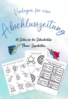 Vorschau - Anderer Materialtyp - Eine Abschlusszeitung gestalten - Thema: Superhelden - Designvorlagen für die Sekundarstufe - 35 Seiten - Deckblatt